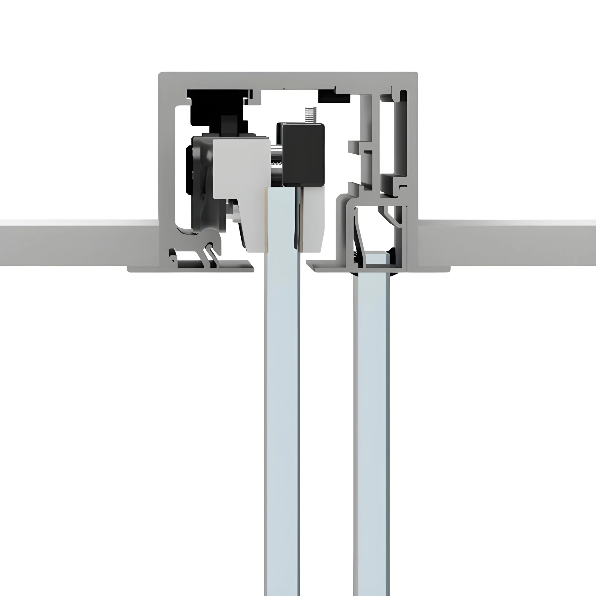CRL 695 Satin Anodized Ceiling-Mount Sliding Door Kit w/ Fixed Panel ...