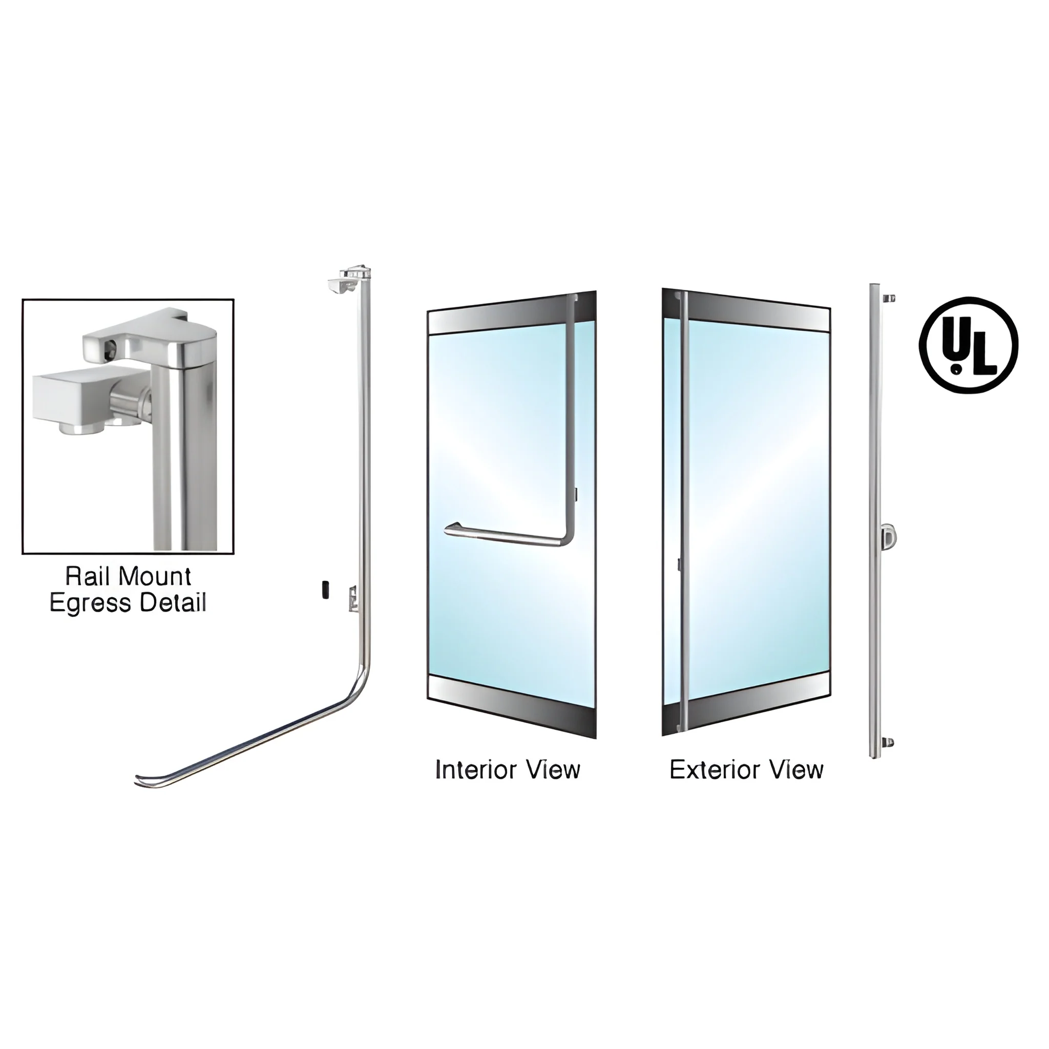Egress Rails CRL-Blumcraft® Right-Hand Keyed Egress Rail Handle, SS, 5/8in Glass ...